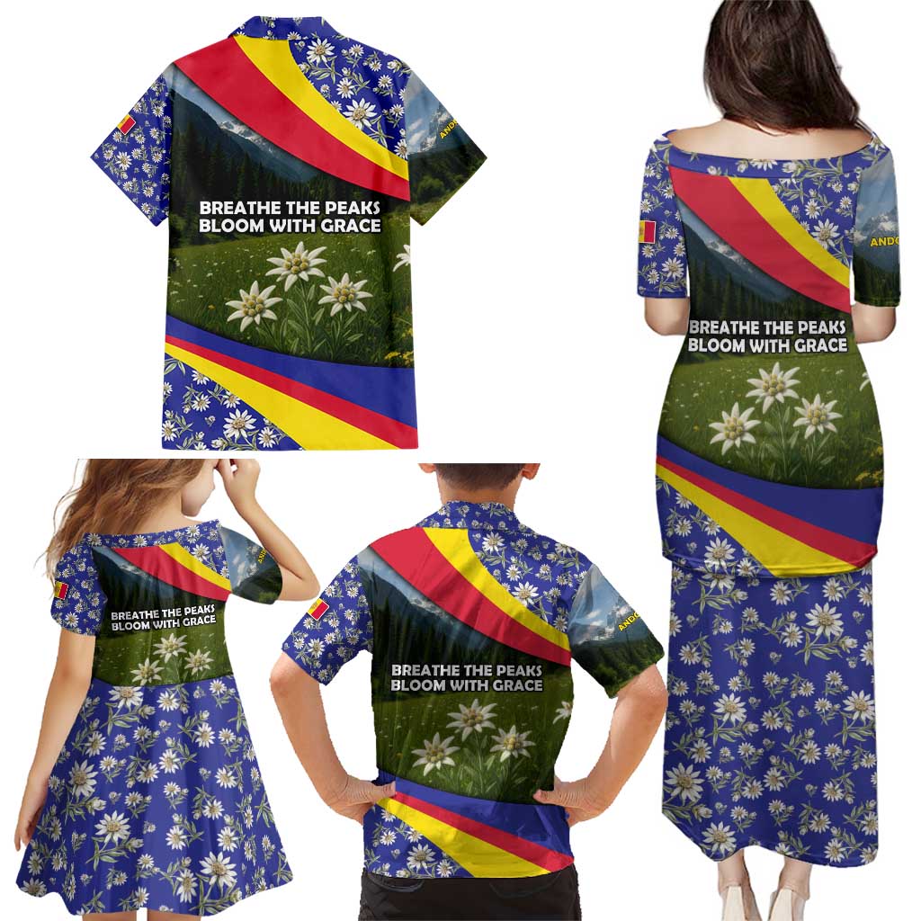 Andorra Family Matching Puletasi and Hawaiian Shirt with Edelweiss Mountain Landscape Design - Wonder Print Shop