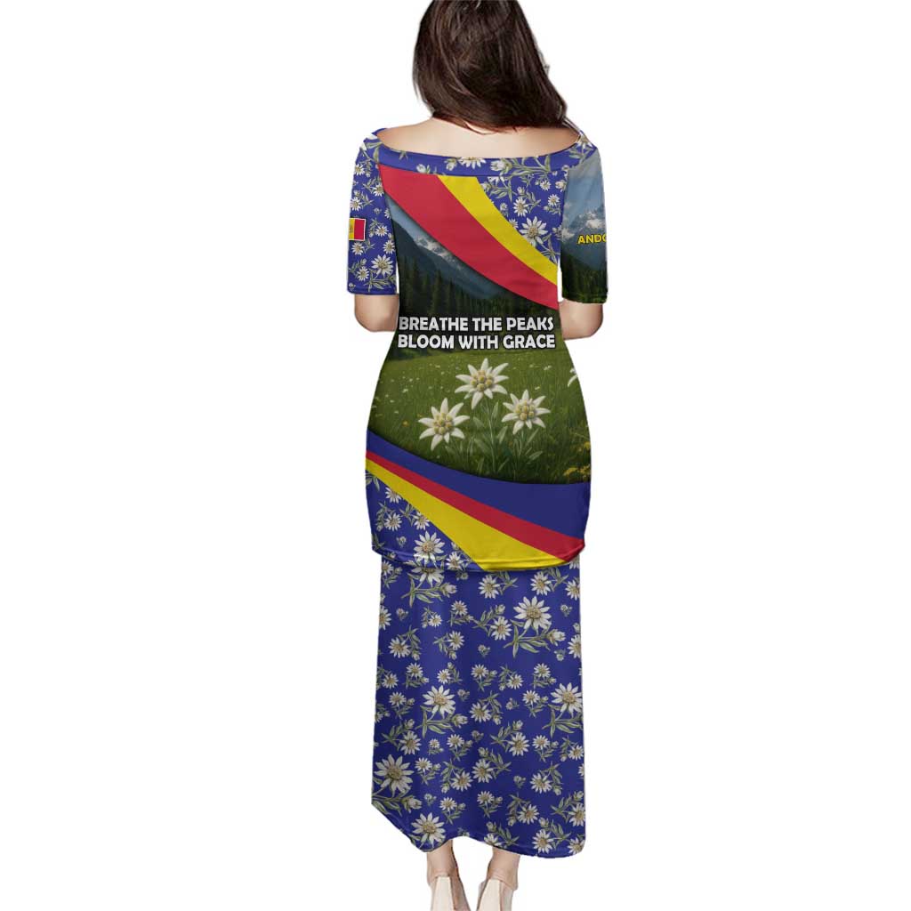 Andorra Family Matching Puletasi and Hawaiian Shirt with Edelweiss Mountain Landscape Design - Wonder Print Shop