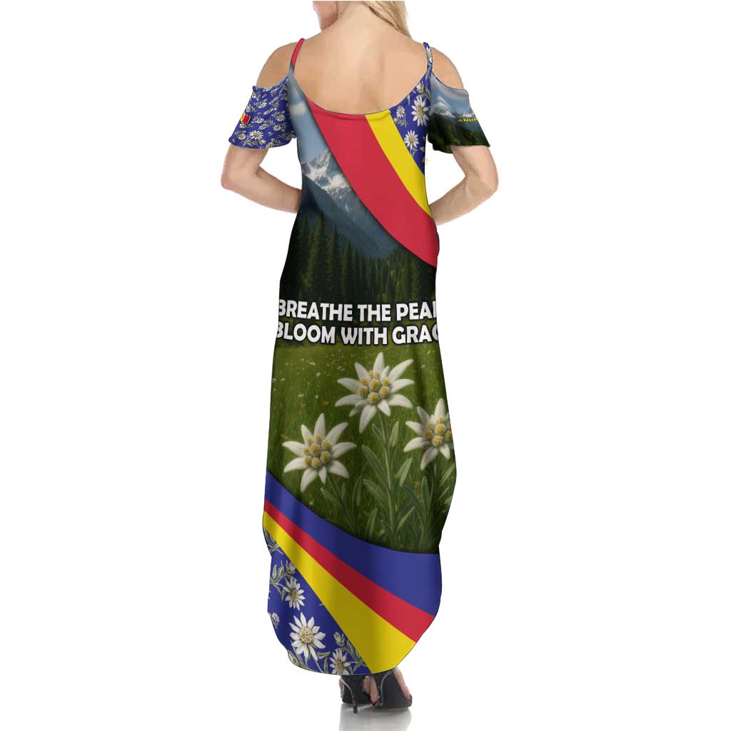 Andorra Family Matching Summer Maxi Dress and Hawaiian Shirt with Edelweiss Mountain Landscape Design - Wonder Print Shop