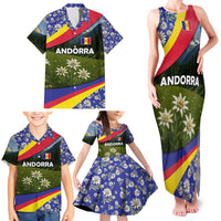 Andorra Family Matching Tank Maxi Dress and Hawaiian Shirt with Edelweiss Mountain Landscape Design - Wonder Print Shop