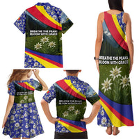 Andorra Family Matching Tank Maxi Dress and Hawaiian Shirt with Edelweiss Mountain Landscape Design - Wonder Print Shop