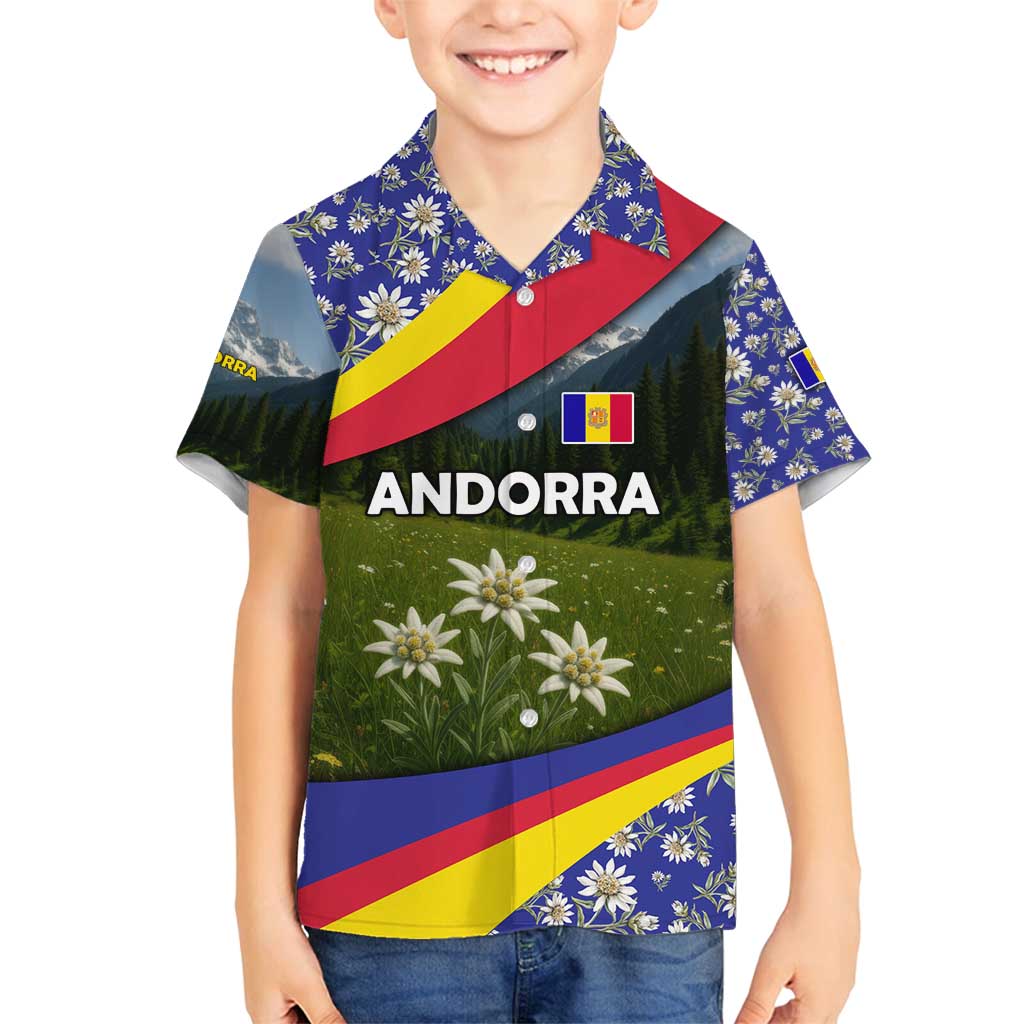 Andorra Family Matching Tank Maxi Dress and Hawaiian Shirt with Edelweiss Mountain Landscape Design - Wonder Print Shop