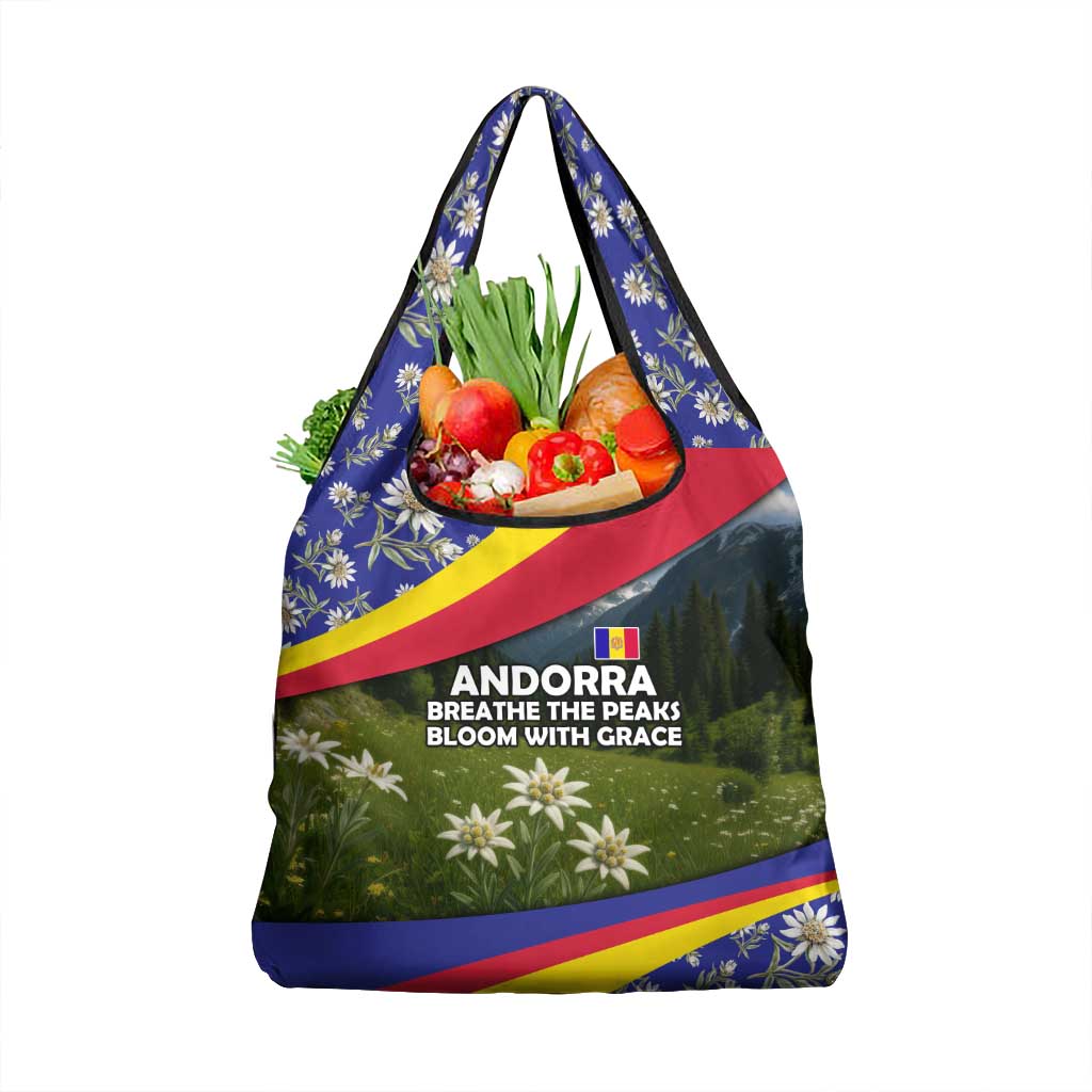 Andorra Grocery Bag with Edelweiss Mountain Landscape Design - Wonder Print Shop