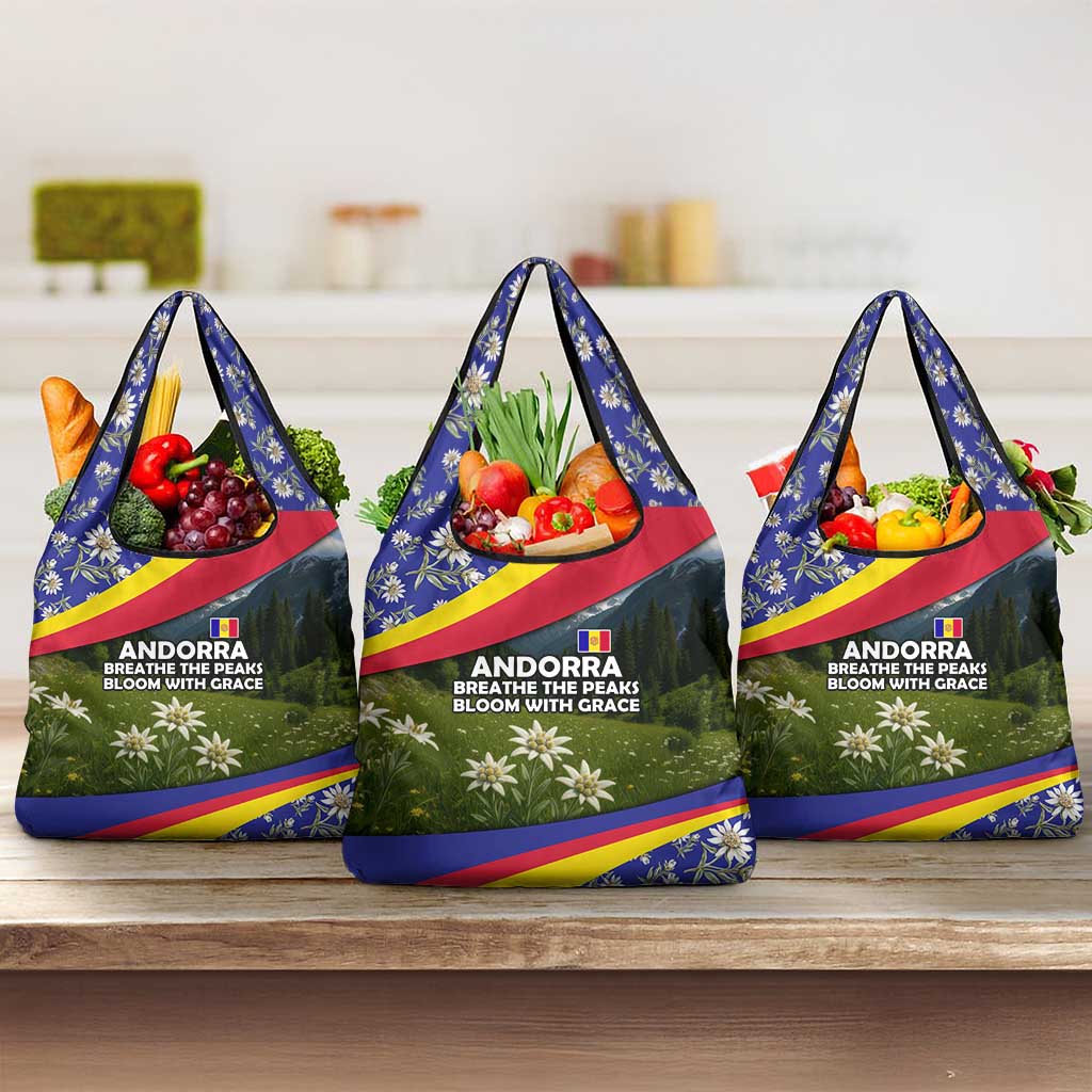 Andorra Grocery Bag with Edelweiss Mountain Landscape Design - Wonder Print Shop