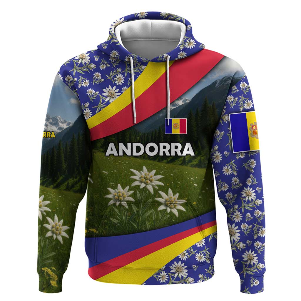 Andorra Hoodie with Edelweiss Mountain Landscape Design - Wonder Print Shop