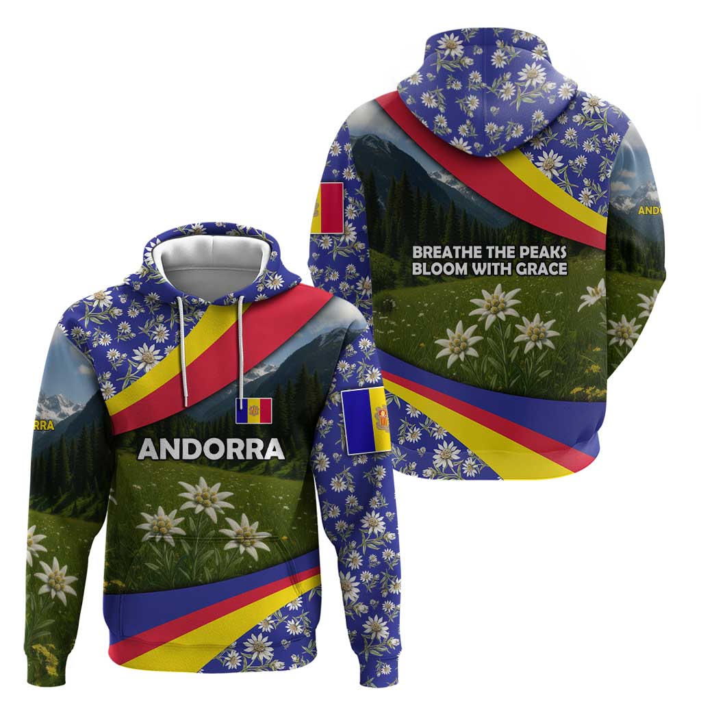 Andorra Hoodie with Edelweiss Mountain Landscape Design - Wonder Print Shop