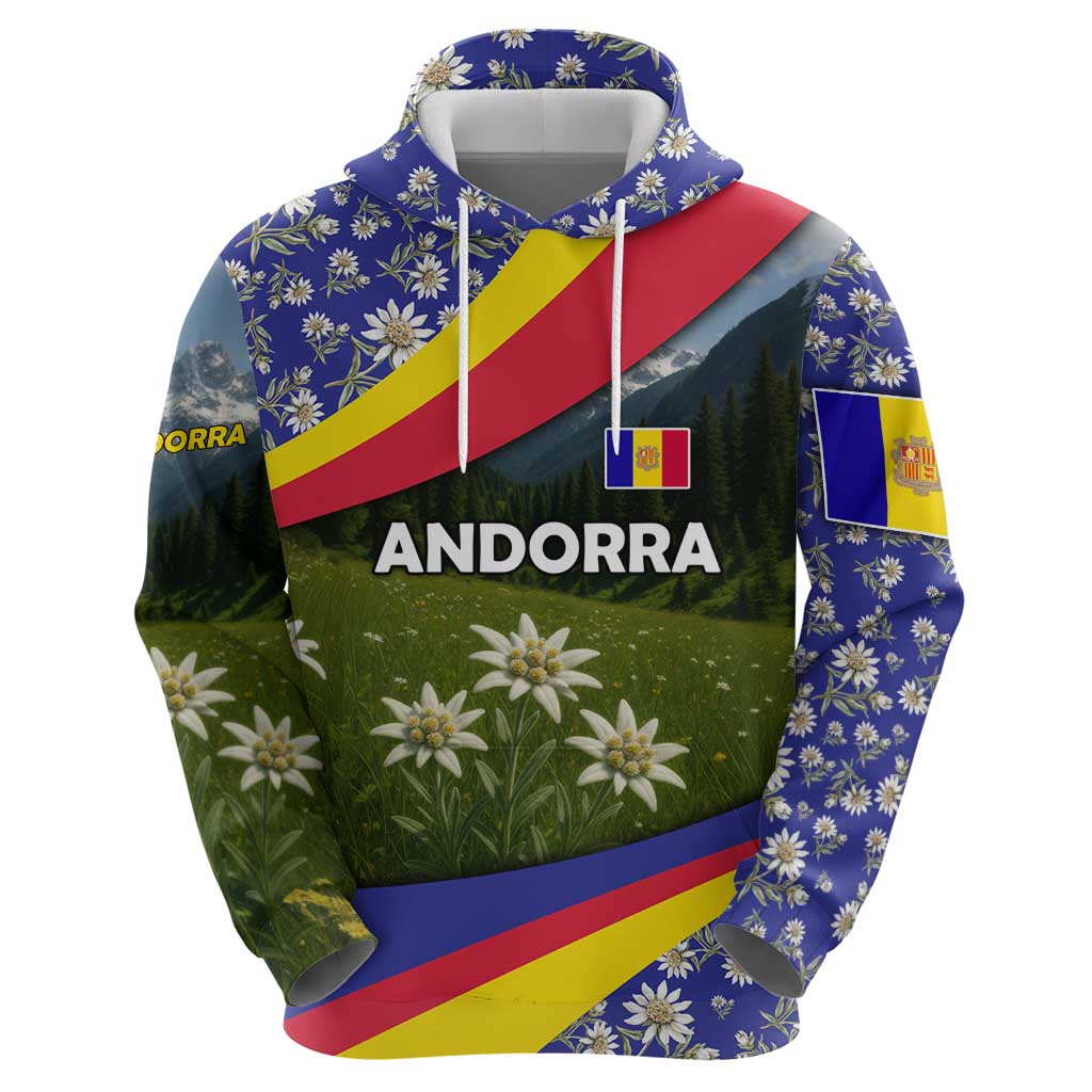 Andorra Hoodie with Edelweiss Mountain Landscape Design - Wonder Print Shop