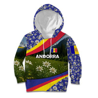 Andorra Kid Hoodie with Edelweiss Mountain Landscape Design - Wonder Print Shop