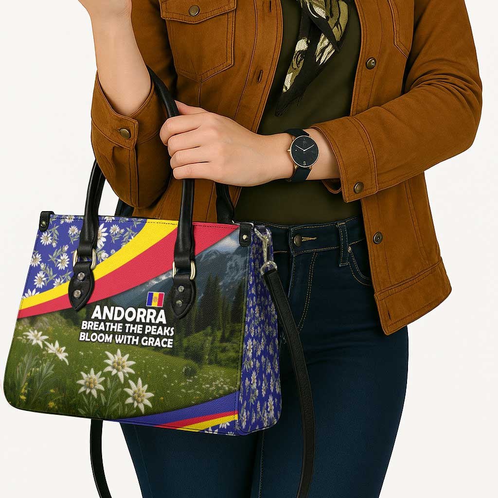 Andorra Leather Bag with Edelweiss Mountain Landscape Design - Wonder Print Shop