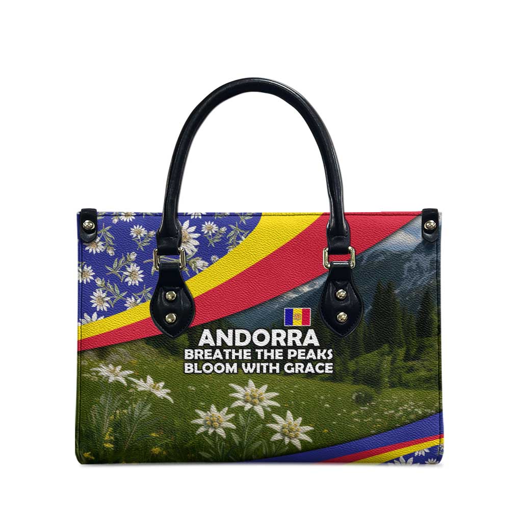 Andorra Leather Bag with Edelweiss Mountain Landscape Design - Wonder Print Shop