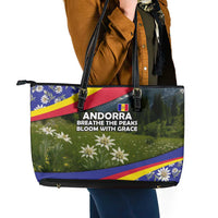 Andorra Leather Tote Bag with Edelweiss Mountain Landscape Design - Wonder Print Shop