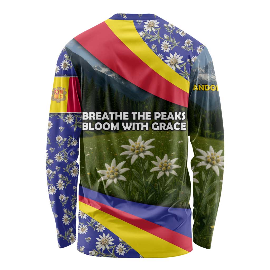Andorra Long Sleeve Shirt with Edelweiss Mountain Landscape Design - Wonder Print Shop