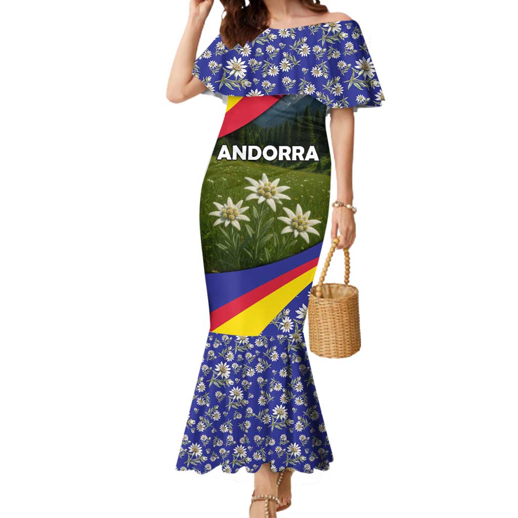 Andorra Mermaid Dress with Edelweiss Mountain Landscape Design - Wonder Print Shop