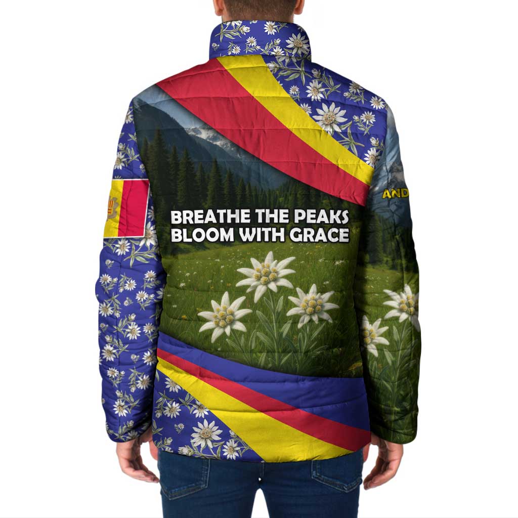 Andorra Padded Jacket with Edelweiss Mountain Landscape Design - Wonder Print Shop