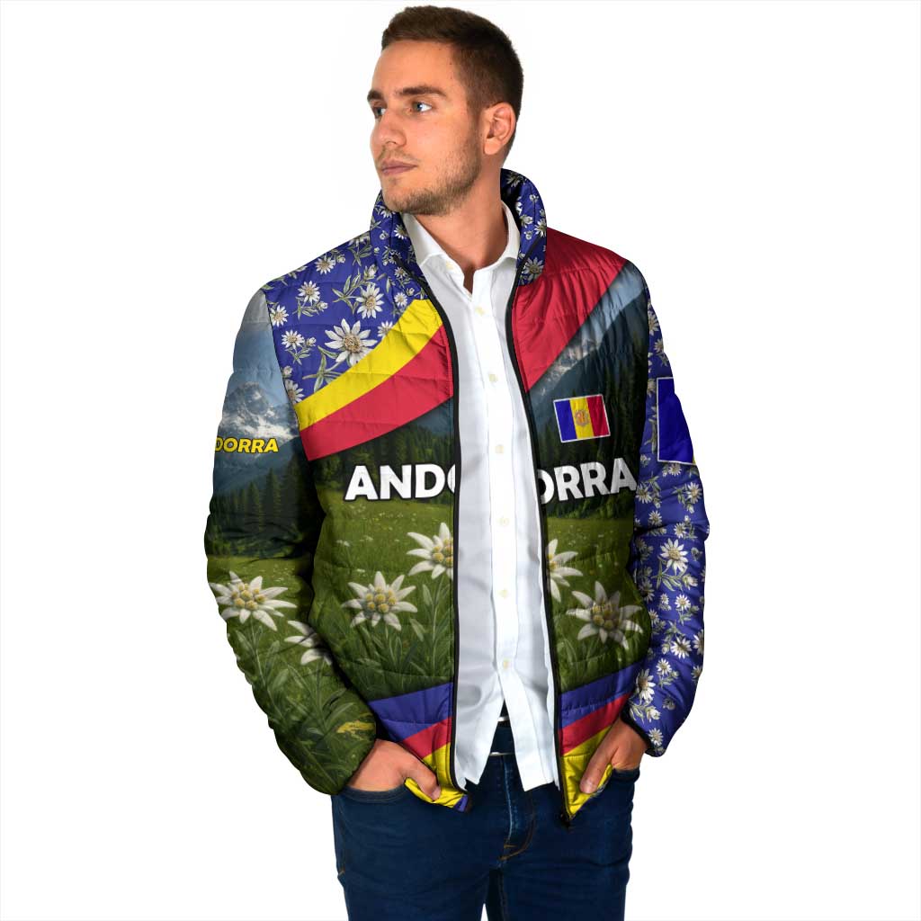 Andorra Padded Jacket with Edelweiss Mountain Landscape Design - Wonder Print Shop