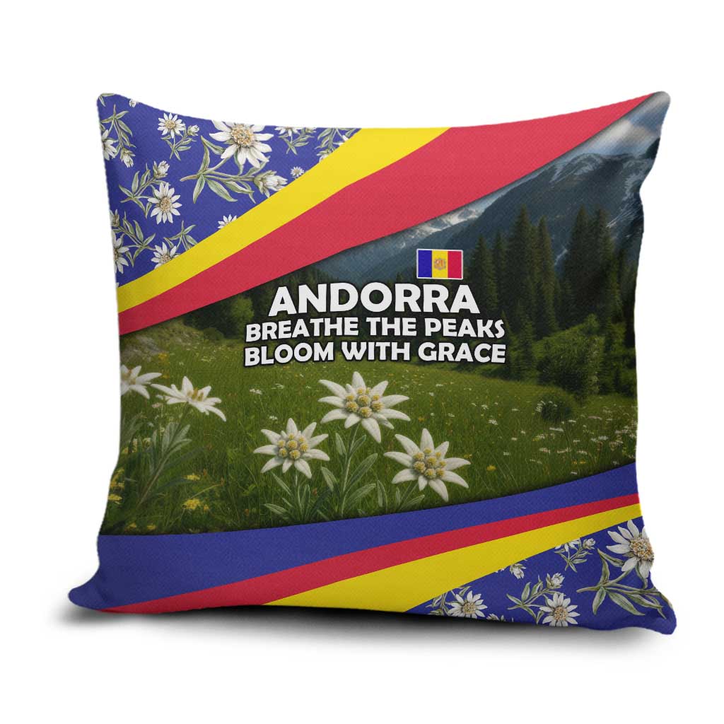Andorra Pillow Cover with Edelweiss Mountain Landscape Design - Wonder Print Shop
