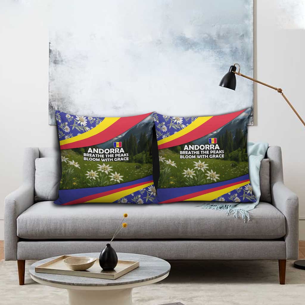 Andorra Pillow Cover with Edelweiss Mountain Landscape Design - Wonder Print Shop