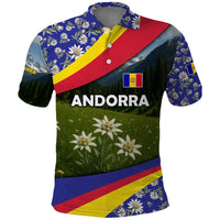 Andorra Polo Shirt with Edelweiss Mountain Landscape Design - Wonder Print Shop