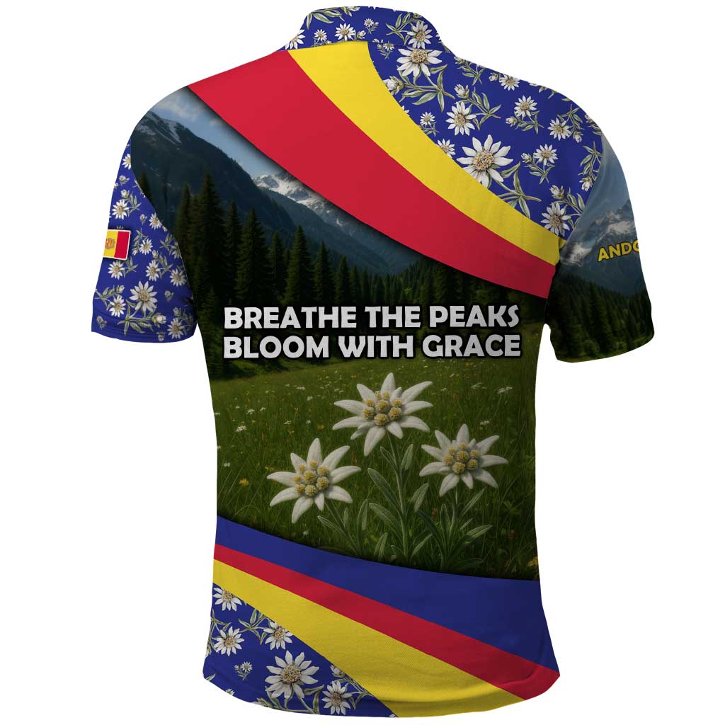 Andorra Polo Shirt with Edelweiss Mountain Landscape Design - Wonder Print Shop