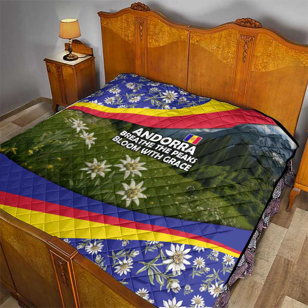 Andorra Quilt with Edelweiss Mountain Landscape Design - Wonder Print Shop