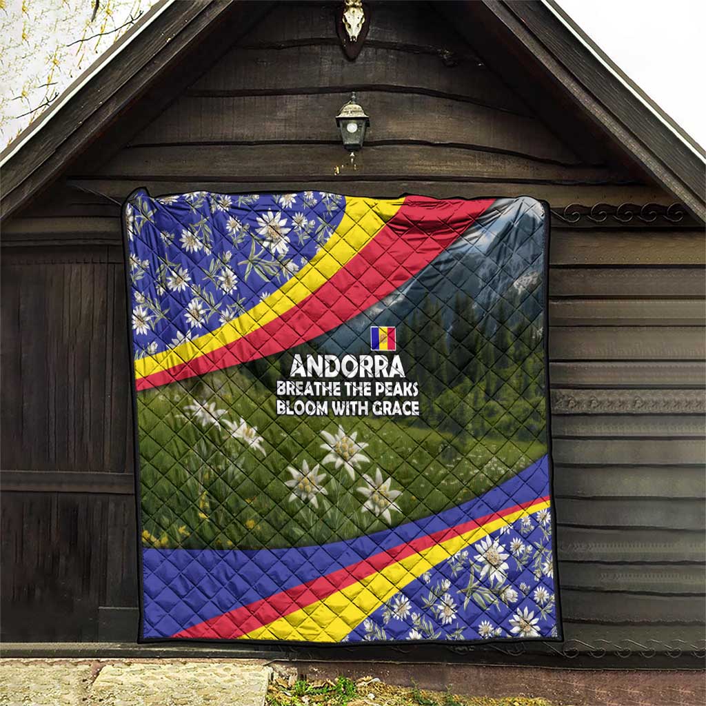 Andorra Quilt with Edelweiss Mountain Landscape Design - Wonder Print Shop