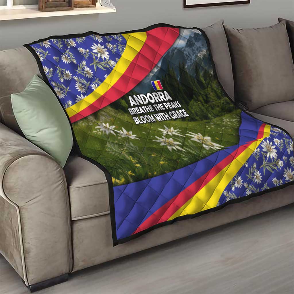 Andorra Quilt with Edelweiss Mountain Landscape Design - Wonder Print Shop