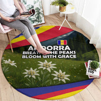 Andorra Round Carpet with Edelweiss Mountain Landscape Design - Wonder Print Shop