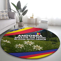 Andorra Round Carpet with Edelweiss Mountain Landscape Design - Wonder Print Shop