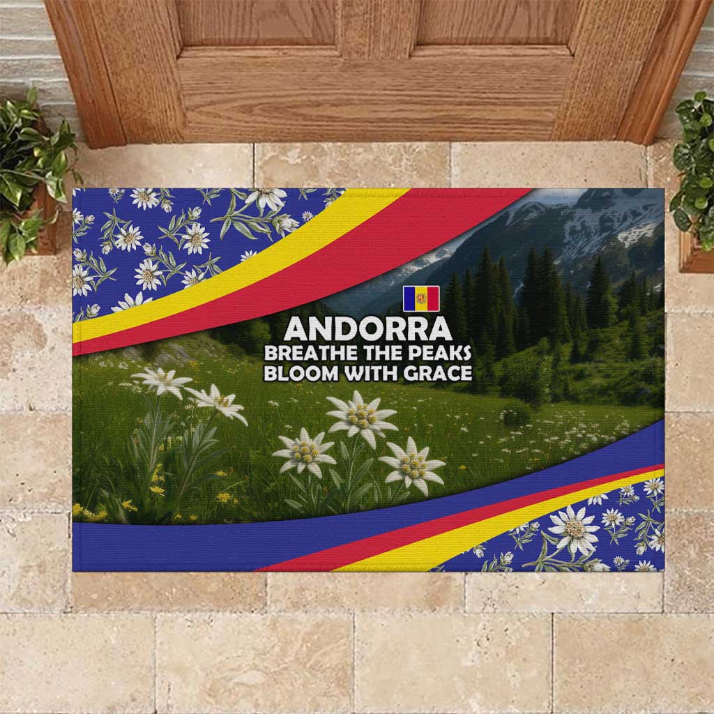 Andorra Rubber Doormat with Edelweiss Mountain Landscape Design - Wonder Print Shop