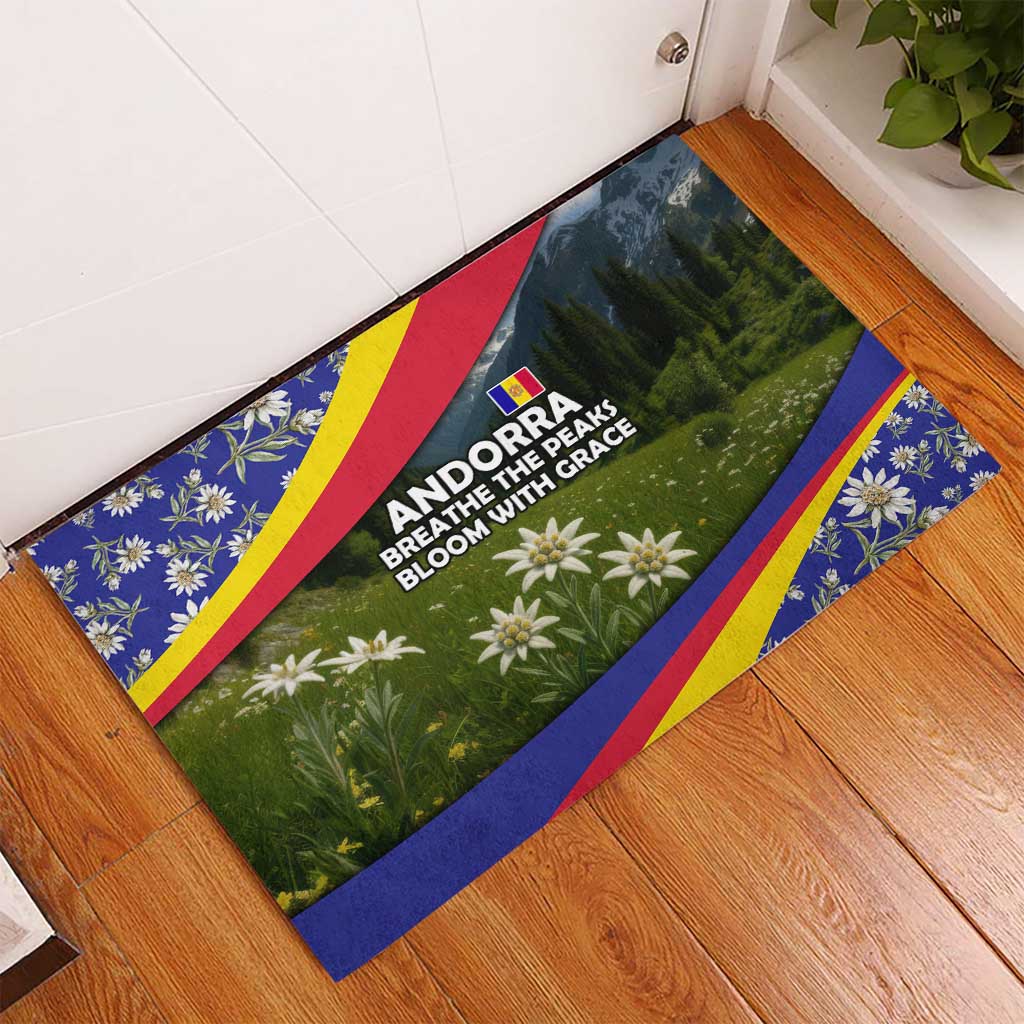 Andorra Rubber Doormat with Edelweiss Mountain Landscape Design - Wonder Print Shop