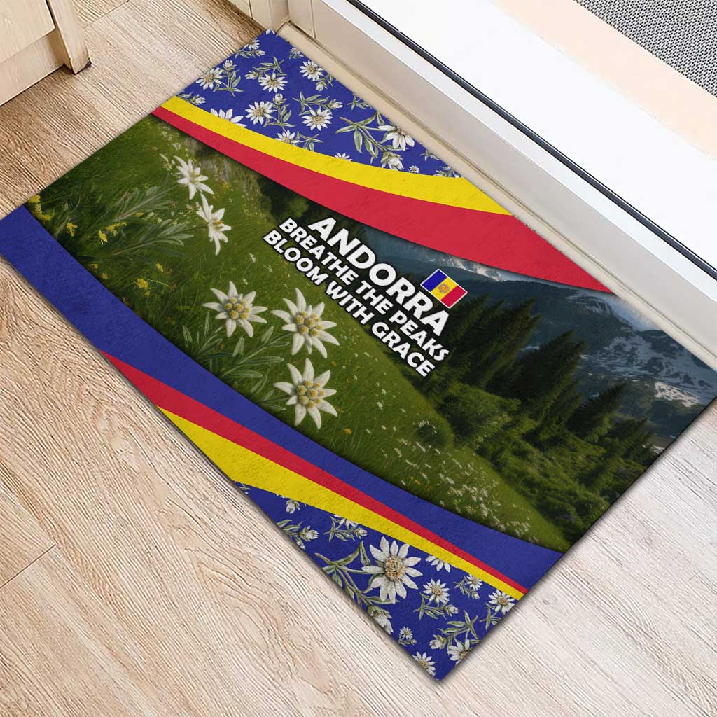 Andorra Rubber Doormat with Edelweiss Mountain Landscape Design - Wonder Print Shop
