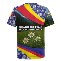 Andorra Rugby Jersey with Edelweiss Mountain Landscape Design - Wonder Print Shop