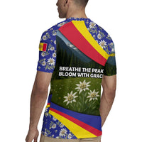 Andorra Rugby Jersey with Edelweiss Mountain Landscape Design - Wonder Print Shop