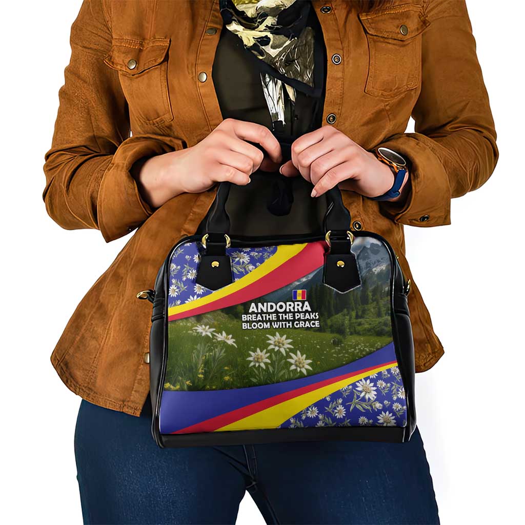 Andorra Shoulder Handbag with Edelweiss Mountain Landscape Design - Wonder Print Shop