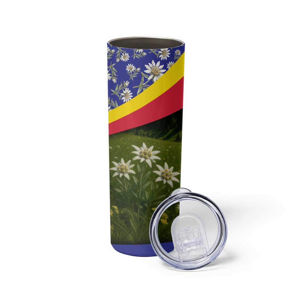 Andorra Skinny Tumbler with Edelweiss Mountain Landscape Design - Wonder Print Shop