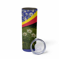 Andorra Skinny Tumbler with Edelweiss Mountain Landscape Design - Wonder Print Shop