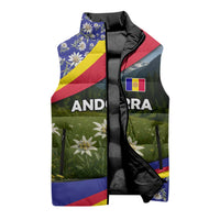 Andorra Sleeveless Puffer Jacket with Edelweiss Mountain Landscape Design - Wonder Print Shop