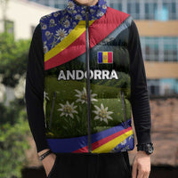 Andorra Sleeveless Puffer Jacket with Edelweiss Mountain Landscape Design - Wonder Print Shop