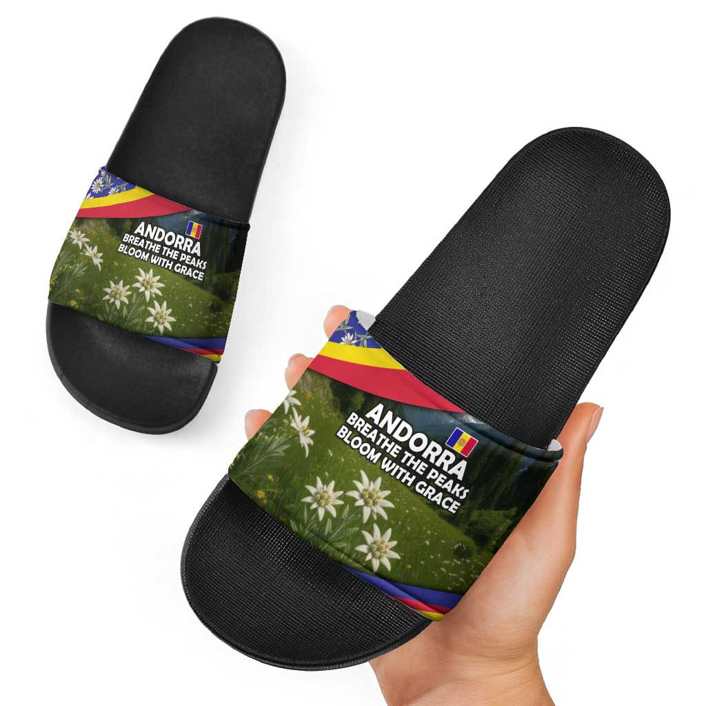 Andorra Slide Sandals with Edelweiss Mountain Landscape Design - Wonder Print Shop