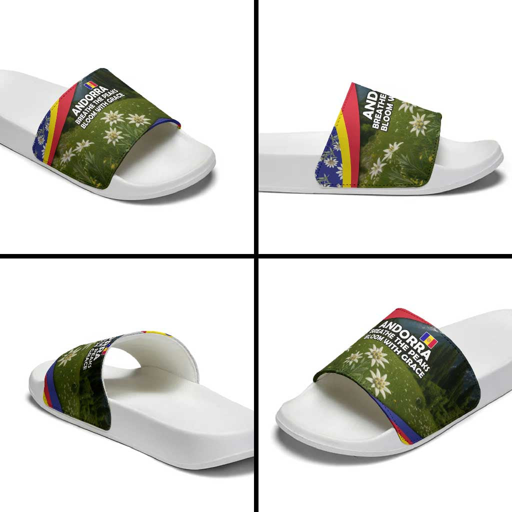 Andorra Slide Sandals with Edelweiss Mountain Landscape Design - Wonder Print Shop