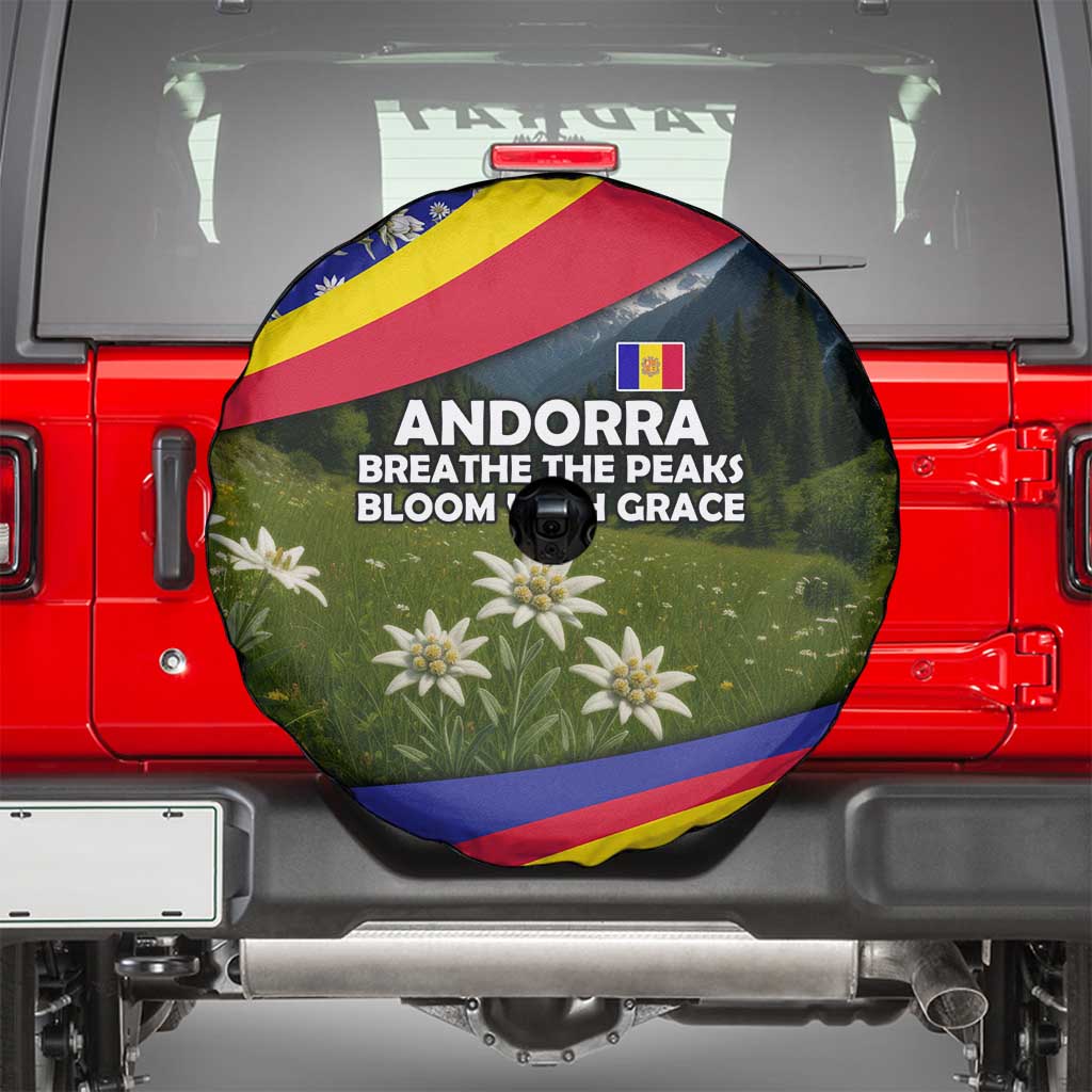 Andorra Spare Tire Cover with Edelweiss Mountain Landscape Design - Wonder Print Shop