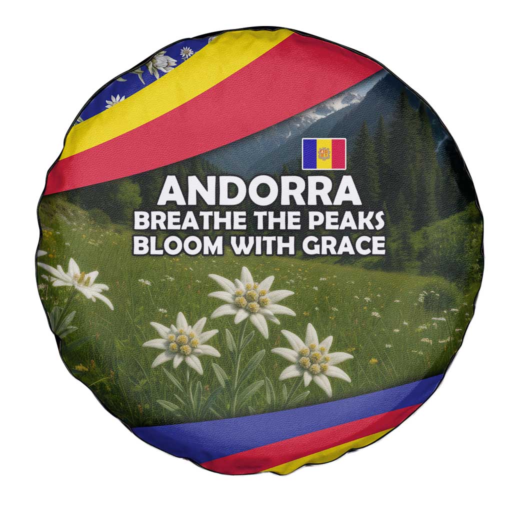 Andorra Spare Tire Cover with Edelweiss Mountain Landscape Design - Wonder Print Shop