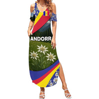 Andorra Summer Maxi Dress with Edelweiss Mountain Landscape Design - Wonder Print Shop