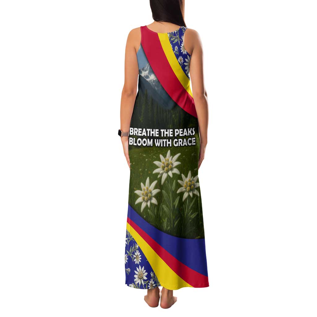 Andorra Tank Maxi Dress with Edelweiss Mountain Landscape Design - Wonder Print Shop