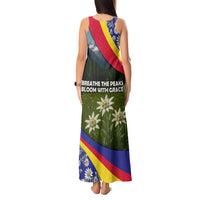 Andorra Tank Maxi Dress with Edelweiss Mountain Landscape Design - Wonder Print Shop