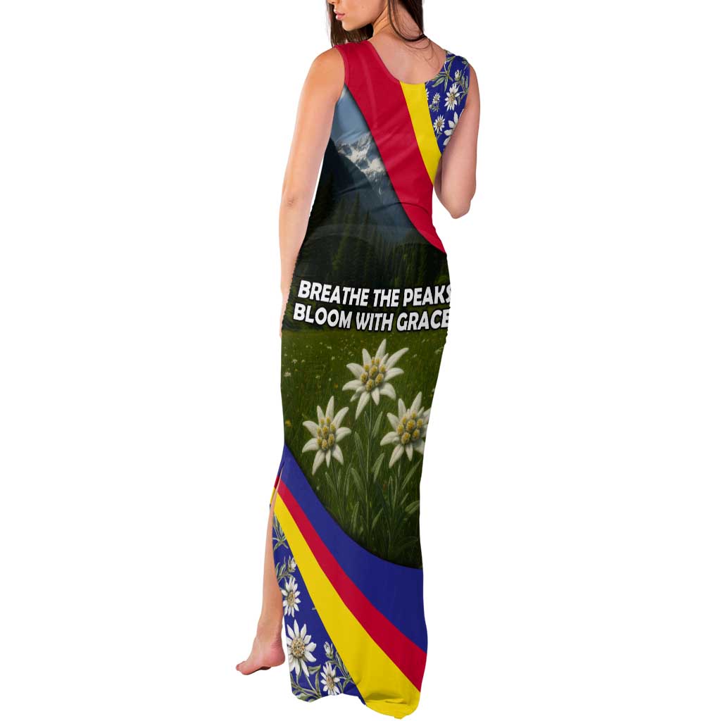 Andorra Tank Maxi Dress with Edelweiss Mountain Landscape Design - Wonder Print Shop