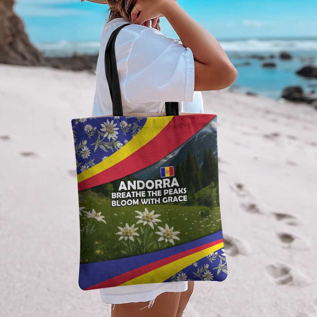 Andorra Tote Bag with Edelweiss Mountain Landscape Design - Wonder Print Shop