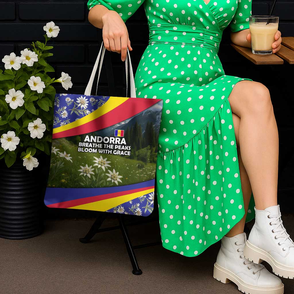Andorra Tote Bag with Edelweiss Mountain Landscape Design - Wonder Print Shop