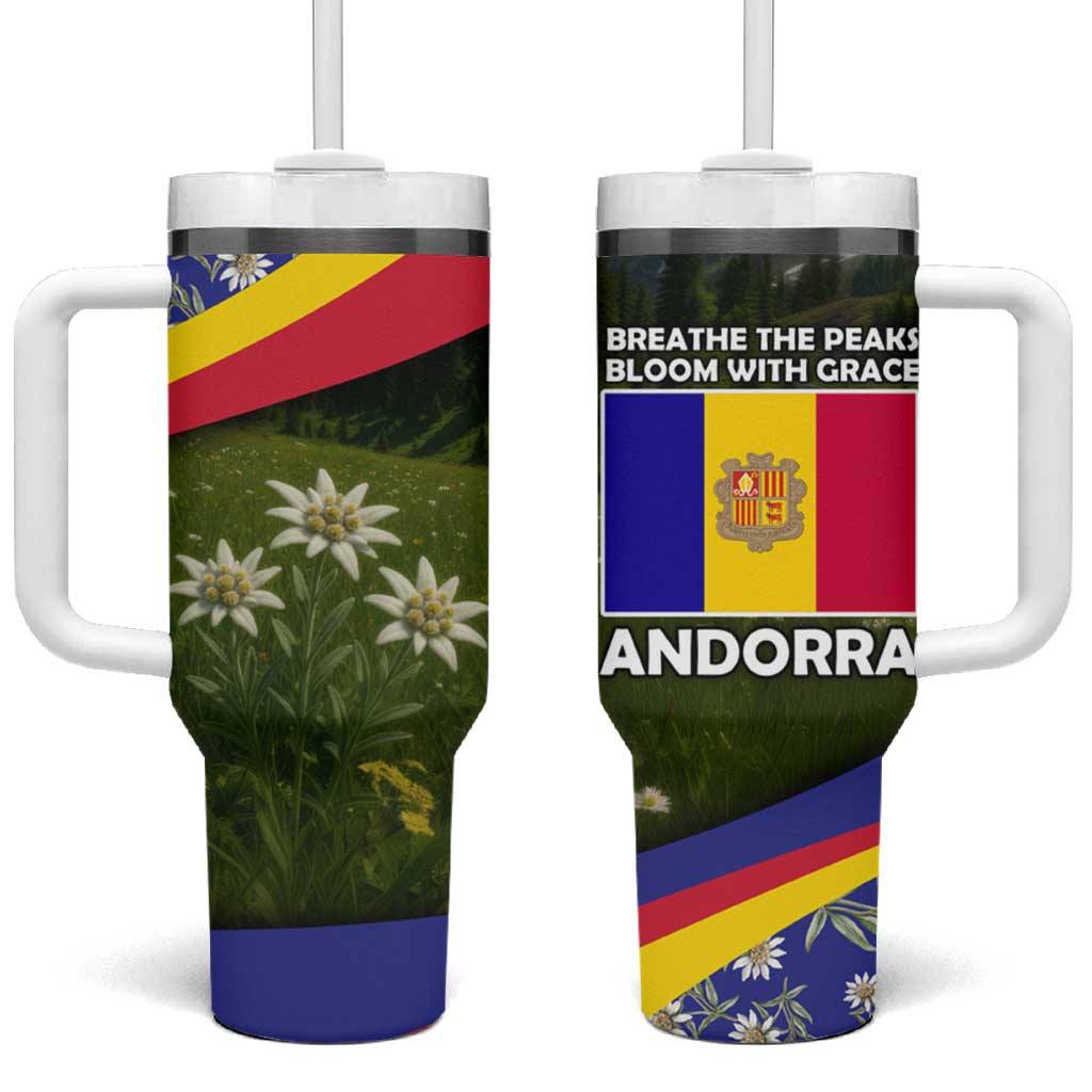 Andorra Tumbler With Handle with Edelweiss Mountain Landscape Design - Wonder Print Shop