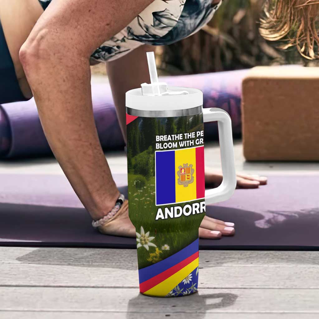 Andorra Tumbler With Handle with Edelweiss Mountain Landscape Design - Wonder Print Shop